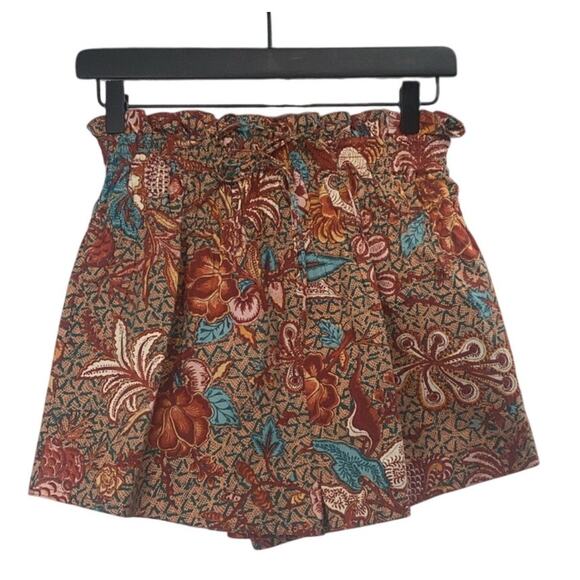 Ulla Johnson Unisex Brown Green White Floral Bohemian Shorts Size 00